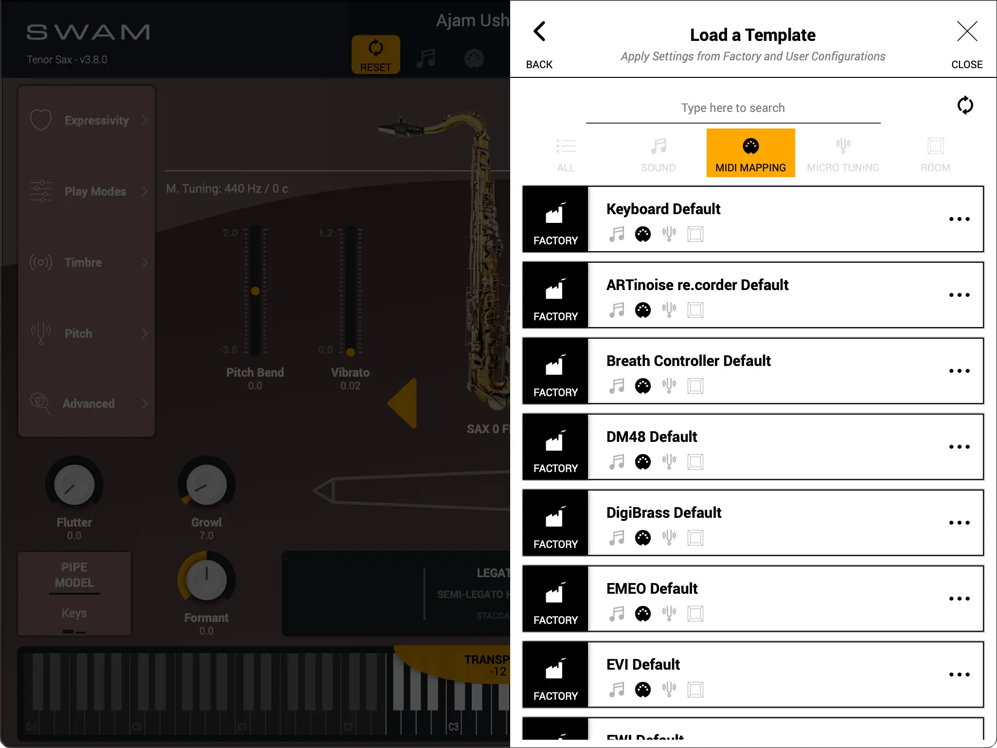 Midi Module Sax SWAM Saxophones v3 | Audio Modeling